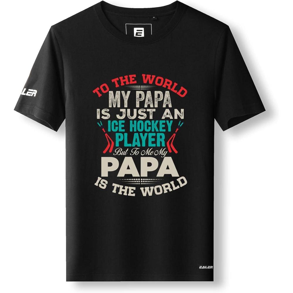 image:imageEALER EST200 Series Mens Classic Hockey Logo Short Sleeve Tee Shirt amp 100 Cotton Crew Neck Adult TopsTShirtsBlackpapa