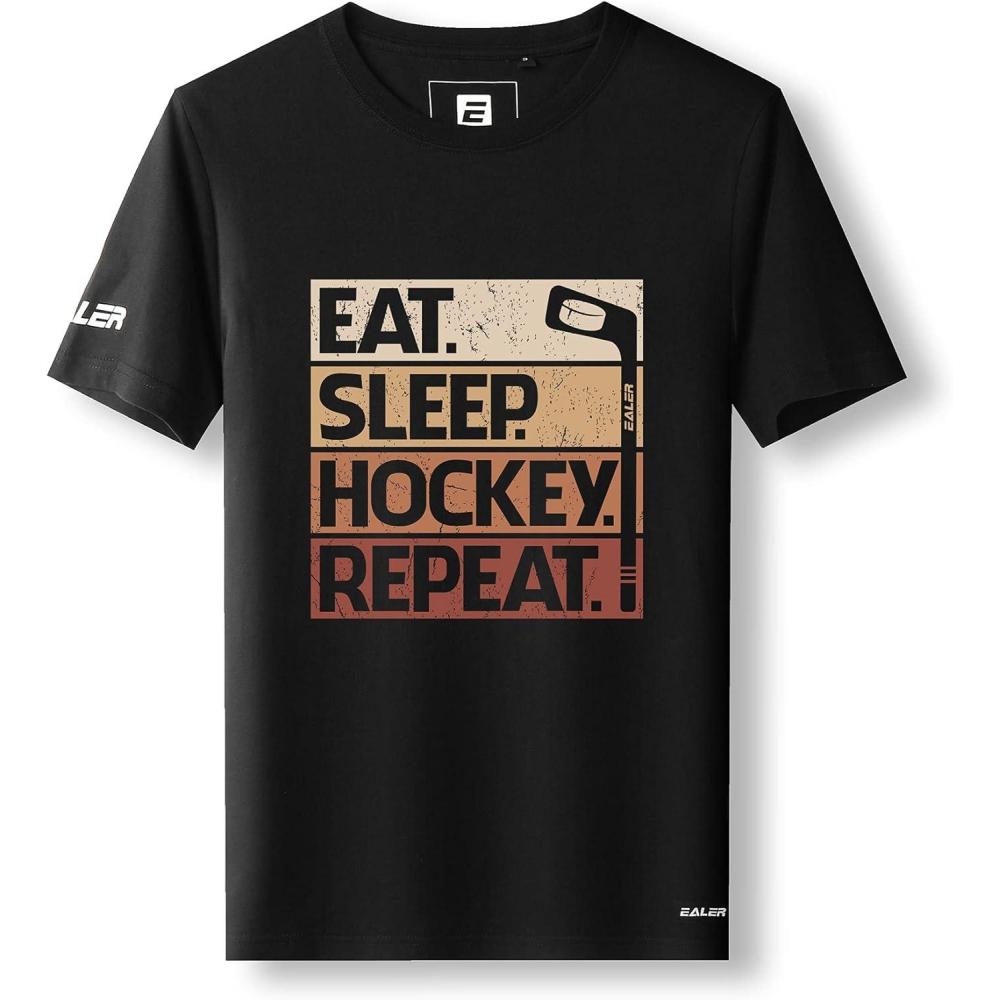 image:imageEALER EST200 Series Mens Classic Hockey Logo Short Sleeve Tee Shirt amp 100 Cotton Crew Neck Adult TopsTShirtsBlackword2
