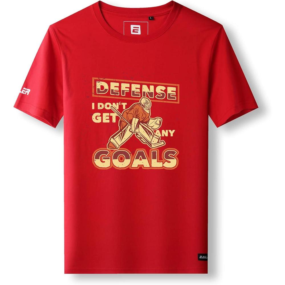 image:imageEALER EST200 Series Mens Classic Hockey Logo Short Sleeve Tee Shirt amp 100 Cotton Crew Neck Adult TopsTShirtsReddefense