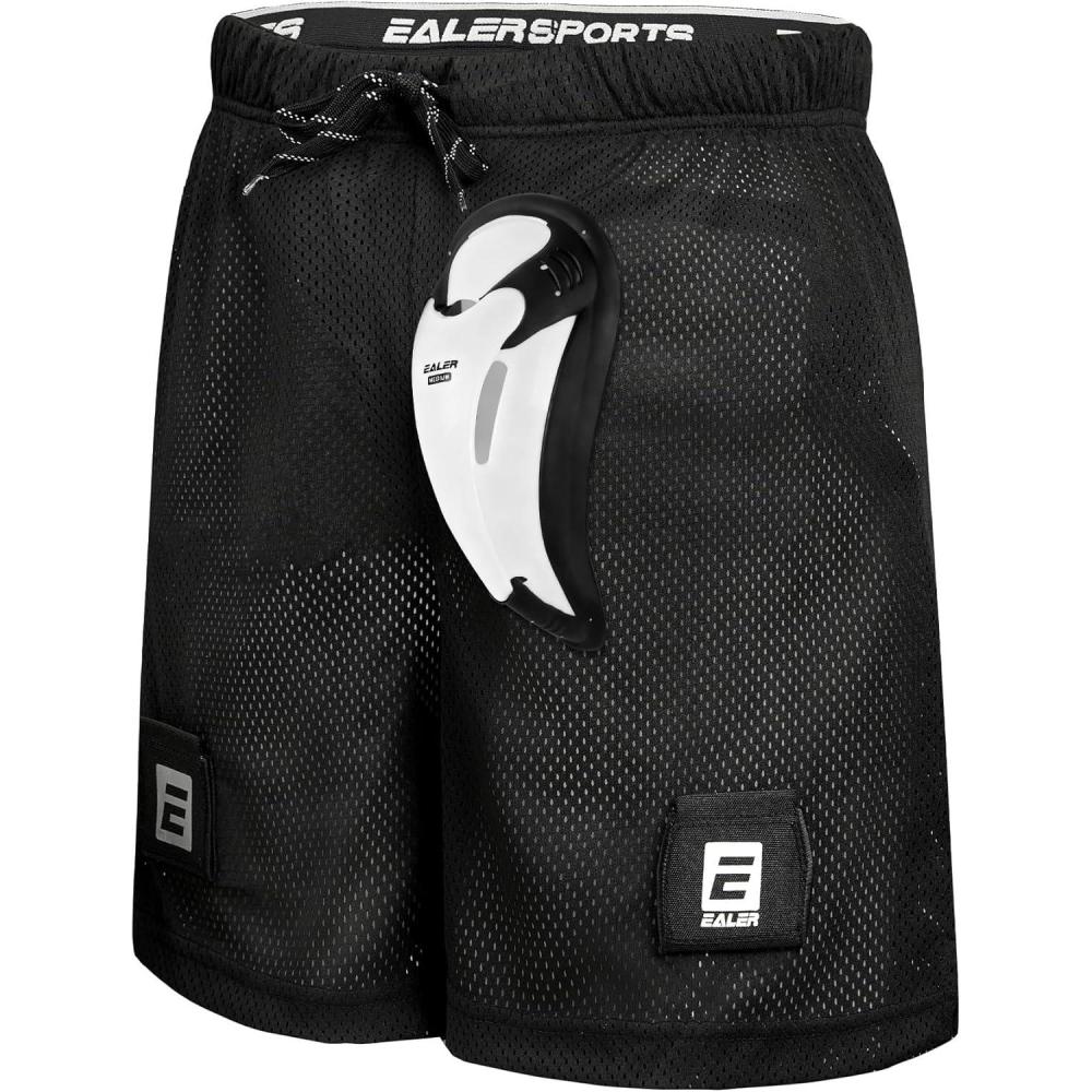 image:imageEALER HSM400 Mens Loose Hockey Shorts Supporter Core Mesh Jock Hockey Shorts Jock Pants with BioFlex Cup IncludedBoys