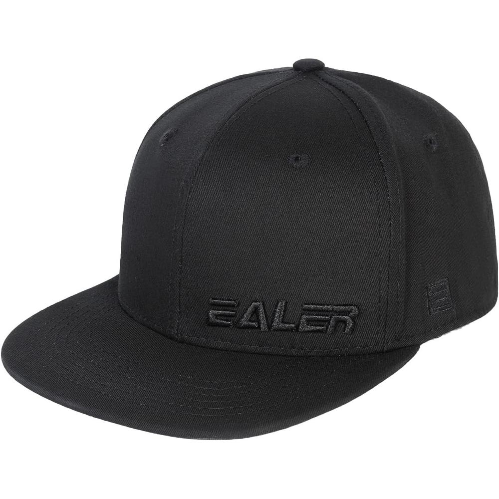 image:imageEALER Mens Rugged Adjustable Trucker Hat Professional Snapback Athletic Mesh Baseball CapBlackflat