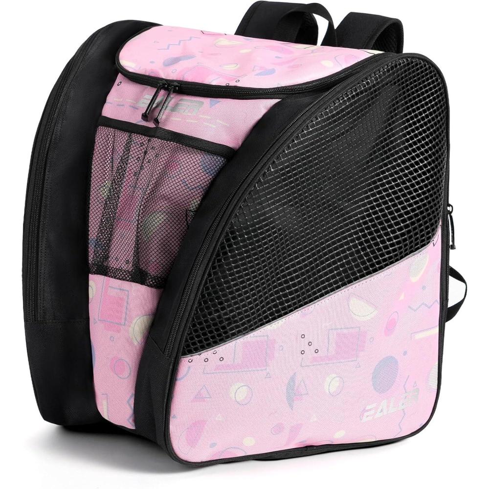 image:imageEALER SBH202 Ice Skate Bag Ice Skating Backpack Roller Skates Ski Boot Bag Ice amp Inline Skate Bag Large Capacity Waterproof Protective GearPink