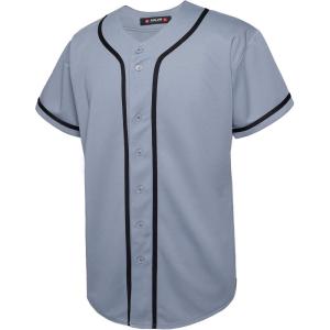 EALER BJ80 Series Mens Baseball Jersey Button Down Shirts Short Sleeve Hipster Hip Hop Sports Uniforms(Gray)