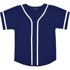 EALER BJK80 Series Kids Baseball Jersey Softball Jersey Button Down Shirts(Navy)