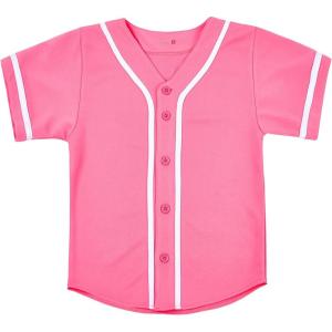EALER BJK80 Series Kids Baseball Jersey Softball Jersey Button Down Shirts(Pink)