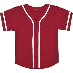 EALER BJK80 Series Kids Baseball Jersey Softball Jersey Button Down Shirts(Red)