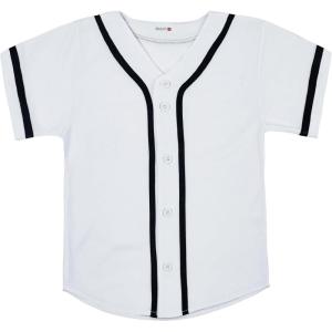 EALER BJK80 Series Kids Baseball Jersey Softball Jersey Button Down Shirts(White)