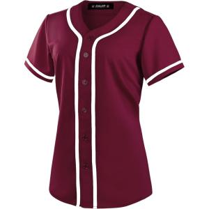 EALER BJW80 Series Women’s Baseball Jersey Softball Jersey Button Down Shirts(Purple Red)
