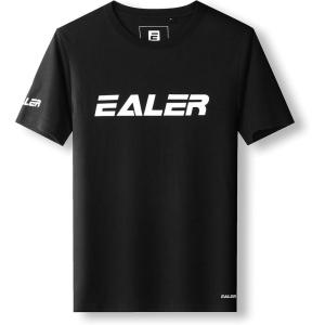EALER EST200 Series Men’s Classic Hockey Logo Short Sleeve Tee Shirt & 100% Cotton Crew Neck Adult Tops/T-Shirts(Black)
